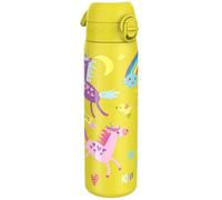 Ion8 Gourde Inox Léger, 600ml, Non Isolé, Anti-Fuite, Facile à Ouvrir, Verrouillage Sécurisé, Lavable au Lave-Vaisselle, Poignée de Transport, Durable, Acier Inoxydable, Jaune Licorne