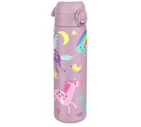 Ion8 Gourde Inox, 600ml, Anti-Fuite, Facile à Ouvrir, Verrouillage Sécurisé, Lavable au Lave-Vaisselle, Poignée de Transport, Durable, Acier Inoxydable, Motif 3D Licornes