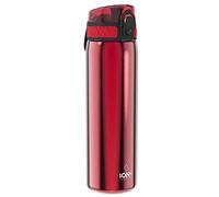 ION8 Gourde Inox Léger, 600ml, Non Isolé, Anti-Fuite, Facile à Ouvrir, Verrouillage Sécurisé, Lavable au Lave-Vaisselle, Poignée de Transport, Durable, Acier Inoxydable, Rouge