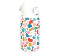 ion8 Gourde Isotherme Enfant, Inox, 320ml, Anti-Fuite, Facile à Ouvrir, Verrouillage Sécurisé, Lavable au Lave-Vaisselle, Poignée de Transport, Durable, Acier Inoxydable, Motif 3D Éclaboussures