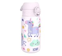 ION8 Gourde Isotherme Enfant, Inox, 320ml, Anti-Fuite, Facile à Ouvrir, Verrouillage Sécurisé, Lavable au Lave-Vaisselle, Poignée de Transport, Durable, Acier Inoxydable, Motif 3D Licornes