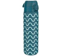 Ion8 Gourde Isotherme Inox, 500ml, Anti-Fuite, Facile à Ouvrir, Verrouillage Sécurisé, Lavable au Lave-Vaisselle, Poignée de Transport, Facile à Nettoyer, Acier Inoxydable, Motif Vague