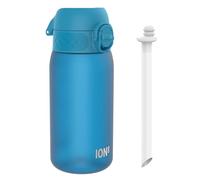 Ion8 Gourde Paille, 350 ml/12 oz, Étanche, Facile à Ouvrir, Verrouillage Sécurisé, Lavable au Lave-vaisselle, Sans BPA, Poignée de Transport, Couvercle Hygiénique, Facile à Nettoyer, Sans Odeur, Bleu