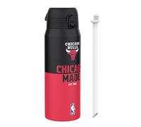 Ion8 NBA Chicago Bulls Gourde Thermique Avec Paille Amovible, 750ml/24oz, Bouteille Étanche À Isolation Sous Vide, Facile À Ouvrir, Verrou Sécurisé, Passe Au Lave-Vaisselle, Couvercle Rabattable