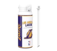 Ion8 NBA Los Angeles Lakers Gourde Thermique Avec Paille Amovible, 750ml/24oz, Bouteille Étanche À Isolation Sous Vide, Facile À Ouvrir, Verrou Sécurisé, Passe Au Lave-Vaisselle, Couvercle Rabattable