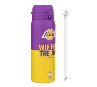 Ion8 NBA Los Angeles Lakers Gourde Thermique Avec Paille Amovible, 750ml/24oz, Bouteille Étanche À Isolation Sous Vide, Facile À Ouvrir, Verrou Sécurisé, Passe Au Lave-Vaisselle, Couvercle Rabattable