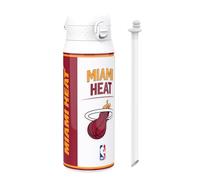 Ion8 NBA Miami Heat Gourde Thermique Avec Paille Amovible, 750ml/24oz, Bouteille Étanche À Isolation Sous Vide, Facile À Ouvrir, Verrou Sécurisé, Passe Au Lave-Vaisselle, Couvercle Rabattable