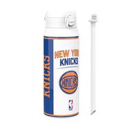Ion8 NBA New York Knicks Gourde Thermique Avec Paille Amovible, 750ml/24oz, Bouteille Étanche À Isolation Sous Vide, Facile À Ouvrir, Verrou Sécurisé, Passe Au Lave-Vaisselle, Couvercle Rabattable