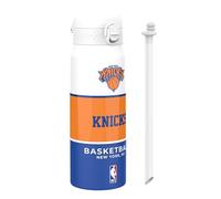 Ion8 NBA New York Knicks Gourde Thermique Avec Paille Amovible, 750ml/24oz, Bouteille Étanche À Isolation Sous Vide, Facile À Ouvrir, Verrou Sécurisé, Passe Au Lave-Vaisselle, Couvercle Rabattable