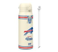 Ion8 NFL Buffalo Bills Gourde Thermique Avec Paille Amovible, 750ml/24oz, Bouteille Étanche À Isolation Sous Vide, Facile À Ouvrir, Verrou Sécurisé, Passe Au Lave-Vaisselle, Couvercle Rabattable