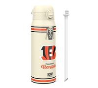 Ion8 NFL Cincinnati Bengals Gourde Thermique Avec Paille Amovible, 750ml/24oz, Bouteille Étanche À Isolation Sous Vide, Facile À Ouvrir, Verrou Sécurisé, Passe Au Lave-Vaisselle, Couvercle Rabattable