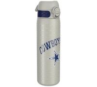 ION8 Gourde Inox Léger, 600ml, Non Isolé, Anti-Fuite, Facile à Ouvrir, Verrouillage Sécurisé, Lavable au Lave-Vaisselle, Poignée de Transport, Durable, Acier Inoxydable, Motif 3D NFL, Cowboys
