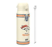 Ion8 NFL Denver Broncos Gourde Thermique Avec Paille Amovible, 750ml/24oz, Bouteille Étanche À Isolation Sous Vide, Facile À Ouvrir, Verrou Sécurisé, Passe Au Lave-Vaisselle, Couvercle Rabattable