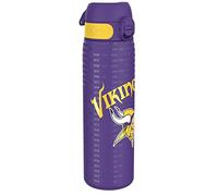 ION8 Gourde Inox Léger, 600ml, Non Isolé, Anti-Fuite, Facile à Ouvrir, Verrouillage Sécurisé, Lavable au Lave-Vaisselle, Poignée de Transport, Durable, Acier Inoxydable, Motif 3D NFL, Vikings