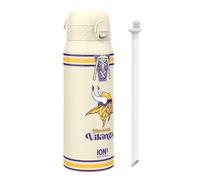 Ion8 NFL Minnesota Vikings Gourde Thermique Avec Paille Amovible, 750ml/24oz, Bouteille Étanche À Isolation Sous Vide, Facile À Ouvrir, Verrou Sécurisé, Passe Au Lave-Vaisselle, Couvercle Rabattable