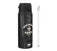 Ion8 NFL New Orleans Saints Gourde Thermique Avec Paille Amovible, 750ml/24oz, Bouteille Étanche À Isolation Sous Vide, Facile À Ouvrir, Verrou Sécurisé, Passe Au Lave-Vaisselle, Couvercle Rabattable