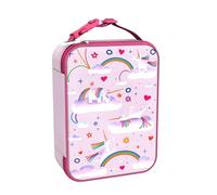 Ion8 Sac à Déjeuner Isotherme, Fermeture éclair 3 côtés, Poche pour bouteilles, Lavable, Polyester, Imprimé Licorne Arc-en-Ciel