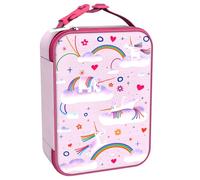 Ion8 Sac à Déjeuner Isotherme, Fermeture éclair 3 côtés, Poche pour bouteilles, Lavable, Polyester, Imprimé Rose Licorne