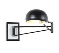 IONAZQTWW Applique murale d'intérieur moderne réglable avec bras oscillant - Applique murale en forme de dôme en fer pour bureau, chambre à coucher, salon (noir)