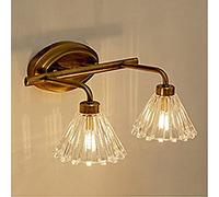 IONAZQTWW Applique murale LED bronze transparent lampe de salle de bain 2 têtes 4 têtes compatible avec miroir en verre Wandlamp intérieur luminaire