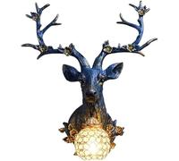 IONAZQTWW Applique Murale rétro tête de cerf, Applique Murale Rustique en résine d'élan, Lampe de décoration Murale créative et Vintage