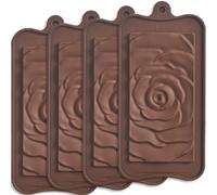 ionEgg Break Apart Lot de 4 moules en silicone pour barre de chocolat et barre énergétique Motif fleur de rose
