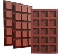 ionEgg Lot de 3 moules carrés en silicone à 15 cavités, antiadhésifs, de qualité alimentaire, flexibles et durables pour la pâtisserie, la fabrication de savon, bonbons, desserts, glaçons et travaux