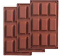 ionEgg Moule en silicone à 9 cavités trapézoïdales, antiadhésif, flexible pour usage alimentaire, pour savon, bougies, chocolat, résine et pâtisserie, lot de 3