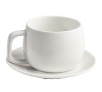 ionEgg Tasse à café en porcelaine avec soucoupe 270 ml, design minimaliste, parfaite pour latte, cappuccino et thé, blanc