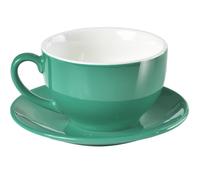 ionEgg Tasse à café en porcelaine avec soucoupe pour cappuccino, latte et thé - Cyan - 220 ml