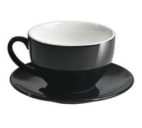 ionEgg Tasse à café en porcelaine avec soucoupe pour cappuccino, latte et thé Noir 220 ml