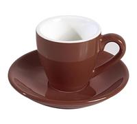 ionEgg Tasse à espresso en porcelaine avec soucoupe, verre à schnapps expresso, 80 ml, Marron