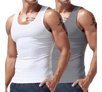 Ionic Shaping Vest,Powershape Vest,Power Shape,débardeur De Compression Homme,Debardeur Homme,Gilet Modelant Ionique Nouvelle Édition,Men Body Shaper Slimming Top Breathable Ice-Silk 2PC