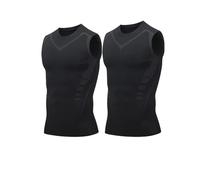 Ionic Shaping Vest,Powershape Vest,Power Shape Vest,débardeur De Compression Homme,Debardeur Homme,Gilet Modelant Ionique Nouvelle Édition,Men Body Shaper Slimming Vest Breathable Ice-Silk 2PC