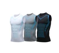 Ionic Shaping Vest,Powershape Vest,Power Shape Vests,débardeur De Compression Homme,Debardeur Homme,Gilet Modelant Ionique Nouvelle Édition,Men Body Shaper Slimming Vests Breathable Ice-Silk 3PC