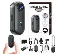 IonicSwift Caméra Pov mains libres pour équestres, caméra d'action I3 4K avec clip, coque épaisse anti-chute, montage n'importe où, caméra de casque ultra large à 170° pour cyclisme et vlogging (noir