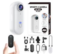 IonicSwift Caméra Pov mains libres pour équestres, caméra d'action I3 4K avec clip, coque épaisse anti-chute, montage n'importe où, caméra de casque ultra large à 170° pour cyclisme et vlogging (blanc
