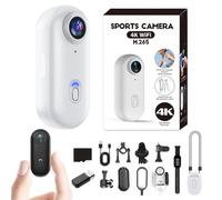 IonicSwift Caméra Pov mains libres pour équestres, caméra d'action I3 4K avec clip, coque épaisse anti-chute, montage n'importe où, caméra de casque ultra large à 170° pour cyclisme et vlogging (blanc