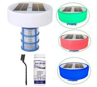 Ioniseur de piscine en cuivre solaire, nettoyeur de piscine automatique, 85% moins de chlore, veilleuse LED RGB jusqu'à 35000 Gal-RGB Lamp Test Paper