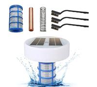 Ioniseur de Piscine Solaire ioniseur d'eau en cuivre Efficace pour Les piscines Hors Sol et enrichies réduisant l'utilisation des chloges avec 3 brosses de Nettoyage
