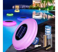 Ioniseur Solaire De Piscine Et éclairage LED Rvb Flottant, Nettoyage De Piscine par Ionisation Au Cuivre, Purificateur d'eau Automatique, avec Commutation Automatique De L'ionisation Au Cuivre Et 7