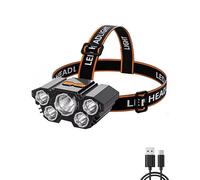 IONOMAT Lampe Frontale LED 5 Têtes, Rechargeable USB, Super Lumineuse, Réglable, Idéale pour Camping et Bricolage