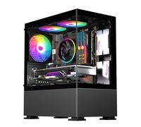 IONZ KZ-V Mini Aether Boîtier de jeu PC M/ATX en verre trempé avec accès maximum à tous les composants Comprend 3 ventilateurs ARGB de 120 mm - Noir
