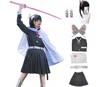 IOPBOT Kimonos Costume de cosplay pour adultes et filles - Kimono japonais avec accessoires, Ensemble noir, X-Large