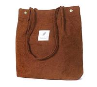 iophi Tote Bag Noir, Sac Velours Côtelé Femme, Doux, Grande Capacité, Réutilisable, Adapté aux Dames et aux Filles (Brun)