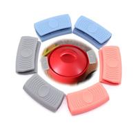 IOPJLK 3 paires Poignées de Casserole de Protection Thermique en Silicone Protection Thermique pour Les Manches des Poêles, Casseroles et Assiettes en Fonte Bleu Gris Orange