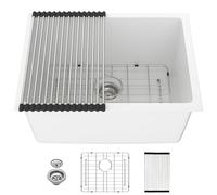 IOROYO Évier à linge encastrable blanc de 53,3 cm - 53,3 x 45,7 cm - Évier utilitaire en granit encastrable de 30,5 cm de profondeur - Bassin classique en granit composite sous comptoir - Lavabo