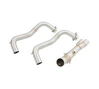 IORQWEW Moto silenziatore Compatible avec Yamaha pour MT07 FZ07 XSR700 Tracer 700 Échappement Moto Systèmes D'échappement Slip on Modifier Tuyau Liaison Avant pour Connecter 51 Mm(Silver)