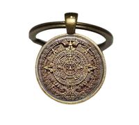 IoSix Calendrier maya - Art maya - Calendrier mexicain - Porte-clés bijoux Calenda aztèque, porte-clés, porte-clés unique personnalisé, cadeau quotidien, Argenté., 2.5
