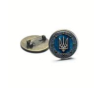 IoSix Magnifique broche Tryzub Ukraine Symbole Ukrainien Cabochon en Verre Métal Pin's Badges Hommes Femmes Bijoux Décoratifs Cadeau, Brone, PIN